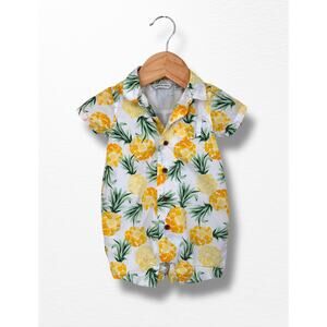 Janie and Jack Pineapple Print Poplin Romper, 3-6 Months